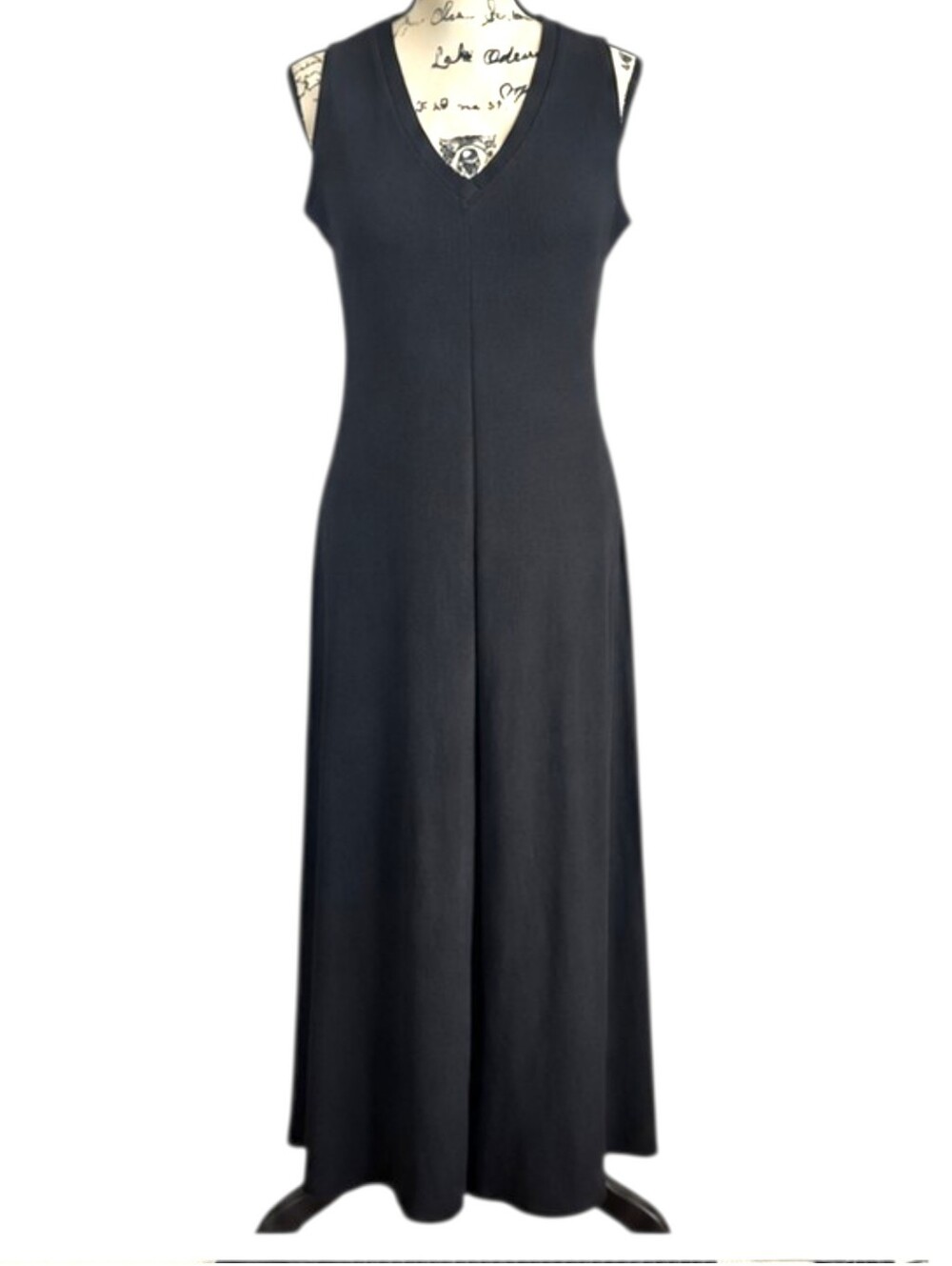 Vintage Ronni Nicole by Ouida Black V Neck Sleeveless Maxi Dress 8 90s LBD Y2K